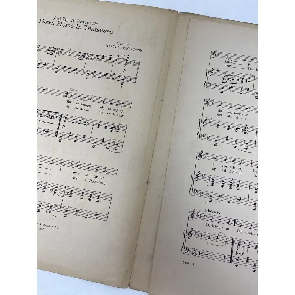 1915 Antique Just Try To Picture Me Back Home In Tennessee Sheet Music WM Jerome